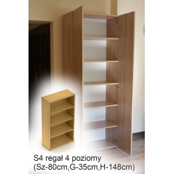 S4 regał 4 poziomy (Sz-80cm,G-35cm,H-148cm)