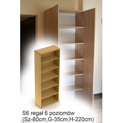 S6 regał 6 poziomów (Sz-80cm,G-35cm,H-220cm)