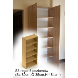 S5 regał 5 poziomy (Sz-80cm,G-35cm,H-205cm)