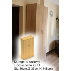 S4 szafa 4 poziomy  + drzwi pełne 2x F4 (Sz-80cm,G-35cm,H-145cm)
