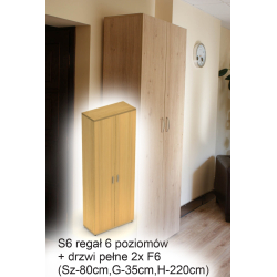 S6 regał 6 poziomów + drzwi pełne 2x F6 (Sz-80cm,G-35cm,H-215cm)